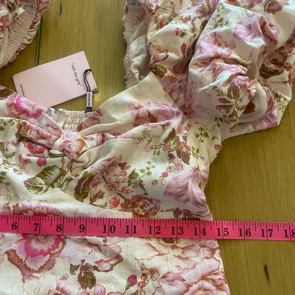 Women’s Floral Sweetheart Neck Puff Sleeve Long Feminine Avec Les Filles New 6 - Picture 9 of 16